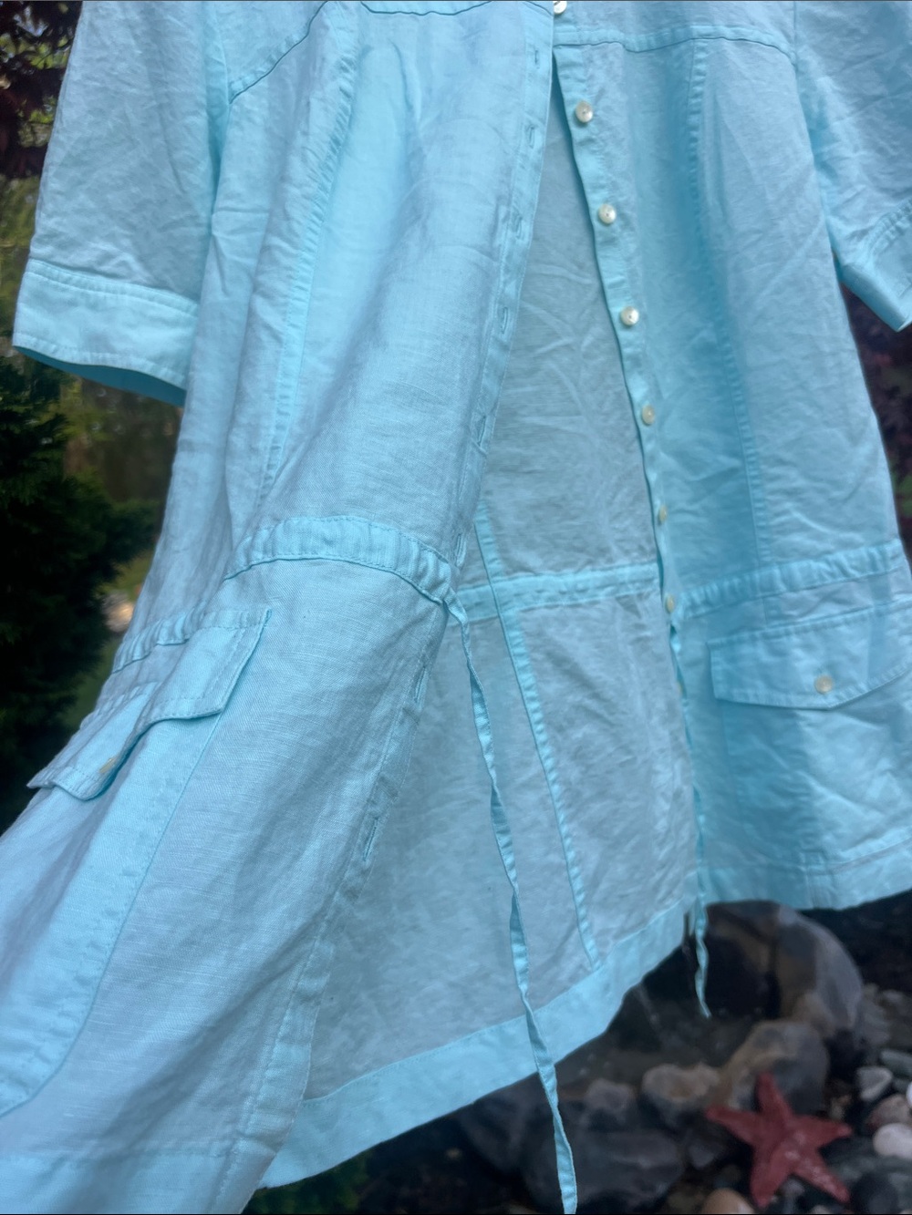 J. Jill Pale Blue Button-Front Short Sleeve Top - Picture 3 of 7